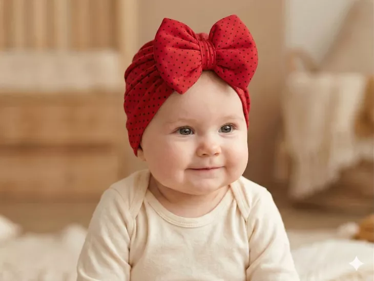 Kız Bebek Lüks Desenli Büyük Fiyonklu Bebek Bonesi - Bebek Saç Bandı Leopar