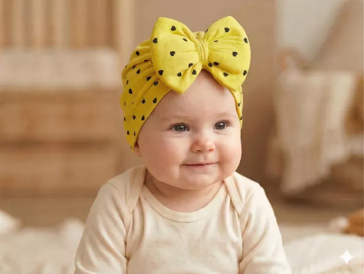 Kız Bebek Lüks Desenli Büyük Fiyonklu Bebek Bonesi - Bebek Saç Bandı Leopar