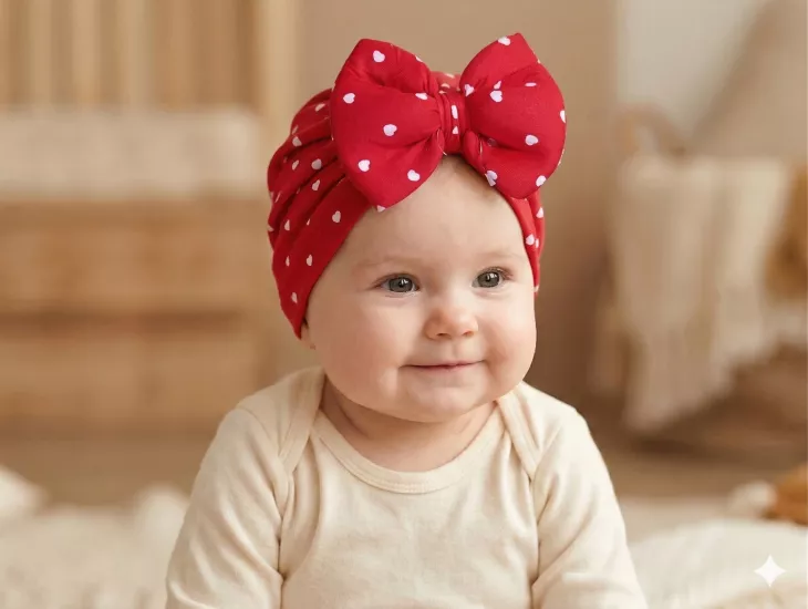 Kız Bebek Lüks Desenli Büyük Fiyonklu Bebek Bonesi - Bebek Saç Bandı Leopar