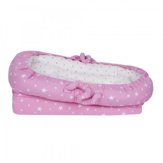 Sevi Bebe Anne Yanı Bebek Reflü Yatağı   Pembe Yıldız Desenli