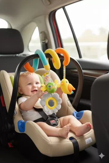 Sevimli Kuşlar ve Çiçekli Ayna Temalı Bebek Spiral Aktivite Oyuncağı