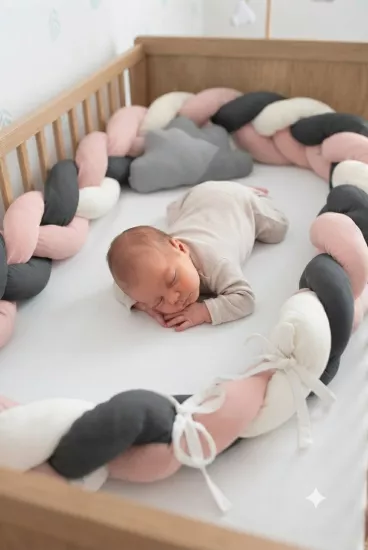 Babyjem 3’lü Örgü Beşik Kenarı Pembe