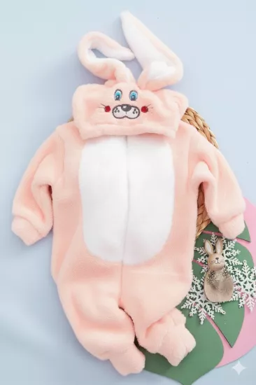 Vavbaby Welsoft Unisex Fermuarlı Peluş Kışlık Bebek Uyku Tulumu Çocuk Tulumu ve Kostümü Tavşan