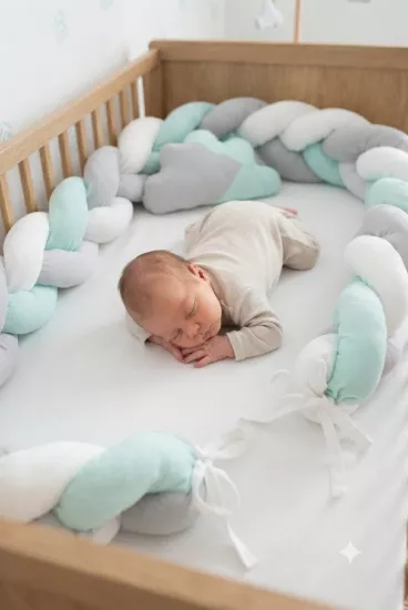 Babyjem 3lü Örgü Beşik Kenar Koruyucu Mavi