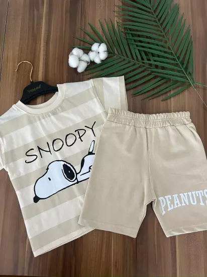 VaVbaby Snoopy Baskılı Erkek Yazlık Şortlu Takım