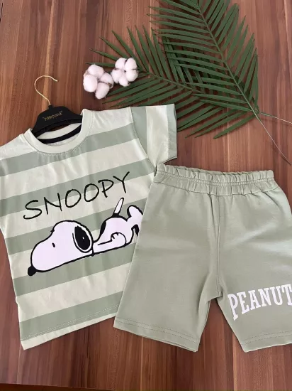 VaVbaby Snoopy Baskılı Erkek Yazlık Şortlu Takım