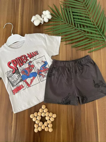VaVbaby Spiderman Örümcek Adam Baskılı Yazlık Erkek Çocuk Şortlu Takım