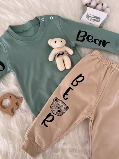 VaVbaby Ayıcıklı Bebek Penye Takım Bebek Pijama Takımı