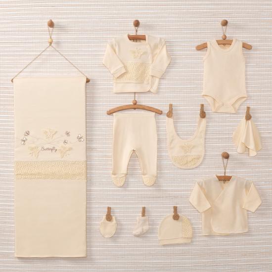 VaVbaby Organik Antibakteriyel Yenidoğan Hastane Çıkışı Kelebek Desen