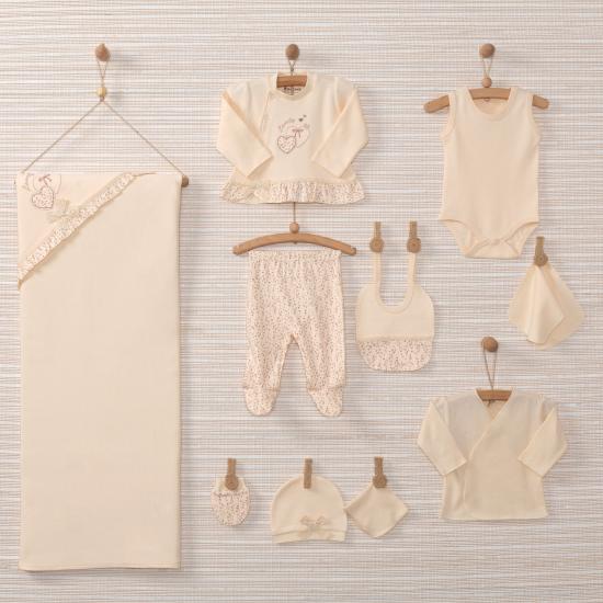  VaVbaby Organik Antibakteriyel Yenidoğan Hastane Çıkışı Kalp Desen