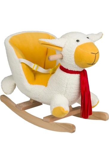 VaVbaby Sallanan At Ahşap Peluş Yumuşak - Kuzu Beyaz