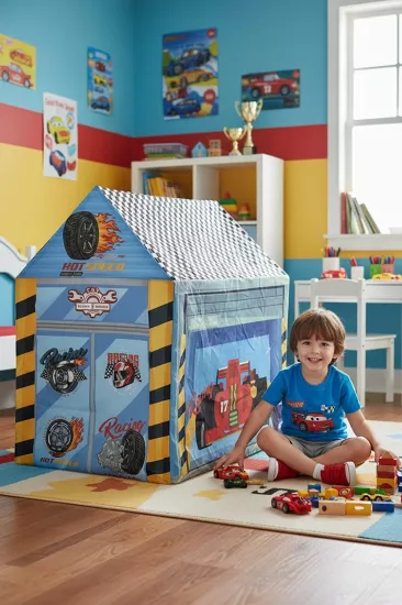 Yarış Arabası Temalı Çocuk Oyun Çadırı - Katlanabilir Pratik Kurulum Oyun Evi