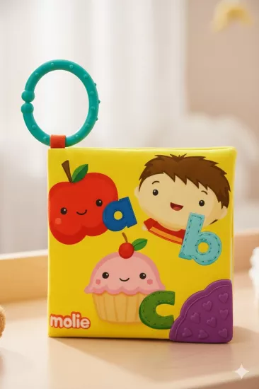 Diş Kaşıyıcılı ve Askılı İlk Aktivite Kitabım Hışırtılı Kitap - ABC Öğreniyorum İlk Bez Kitabım