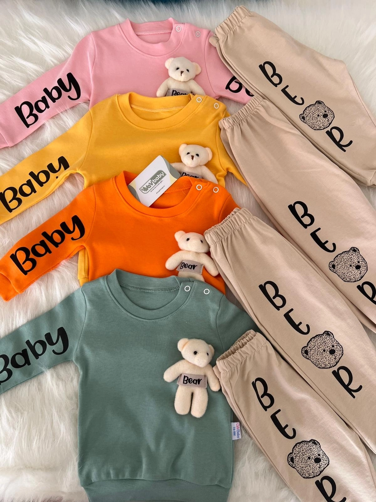 VaVbaby%20Ayıcıklı%20Bebek%20Penye%20Takım%20Bebek%20Pijama%20Takımı
